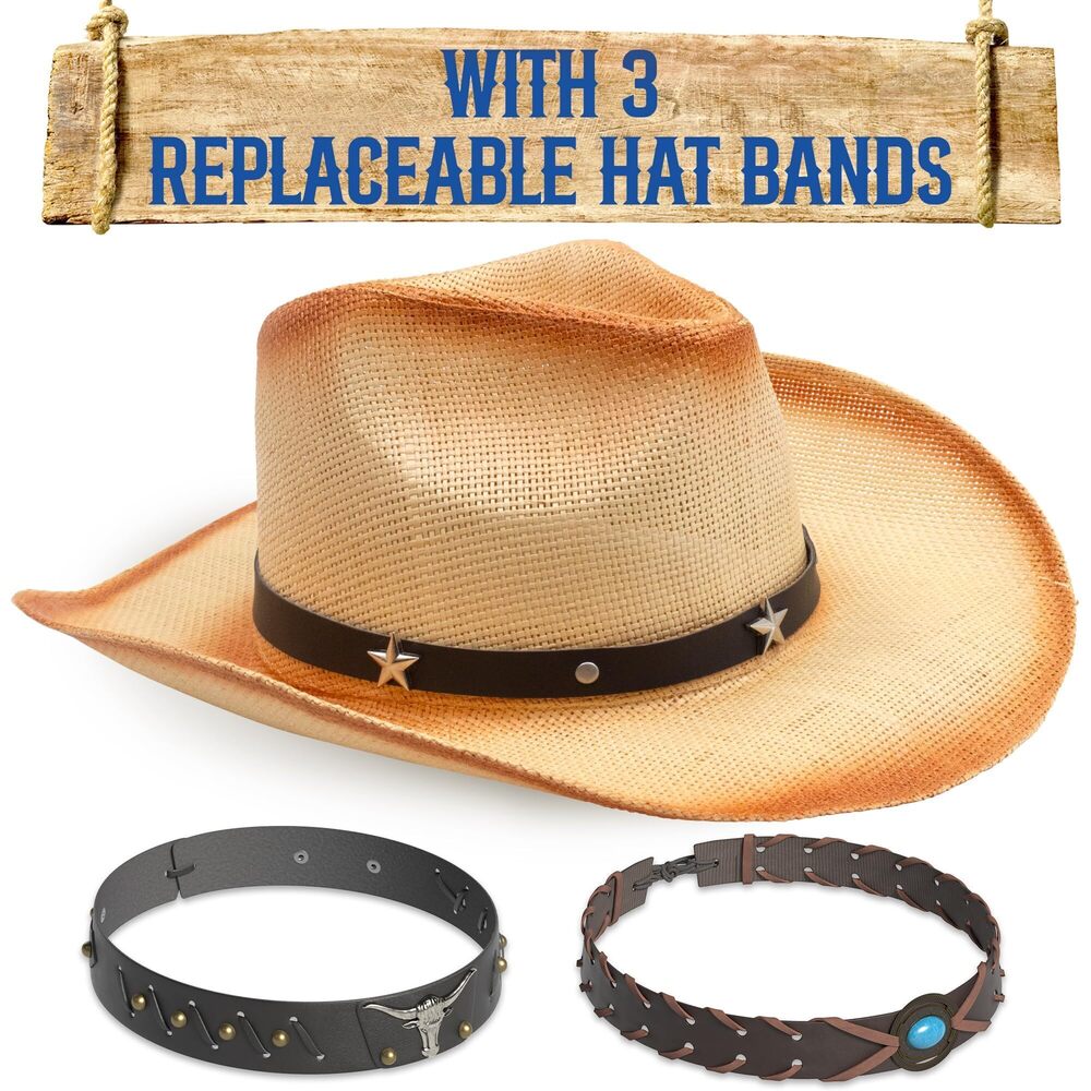 7894 Straw Cowboy Hat - Straw Cowgirl Hat - Vintage Cowboy Hat with 3